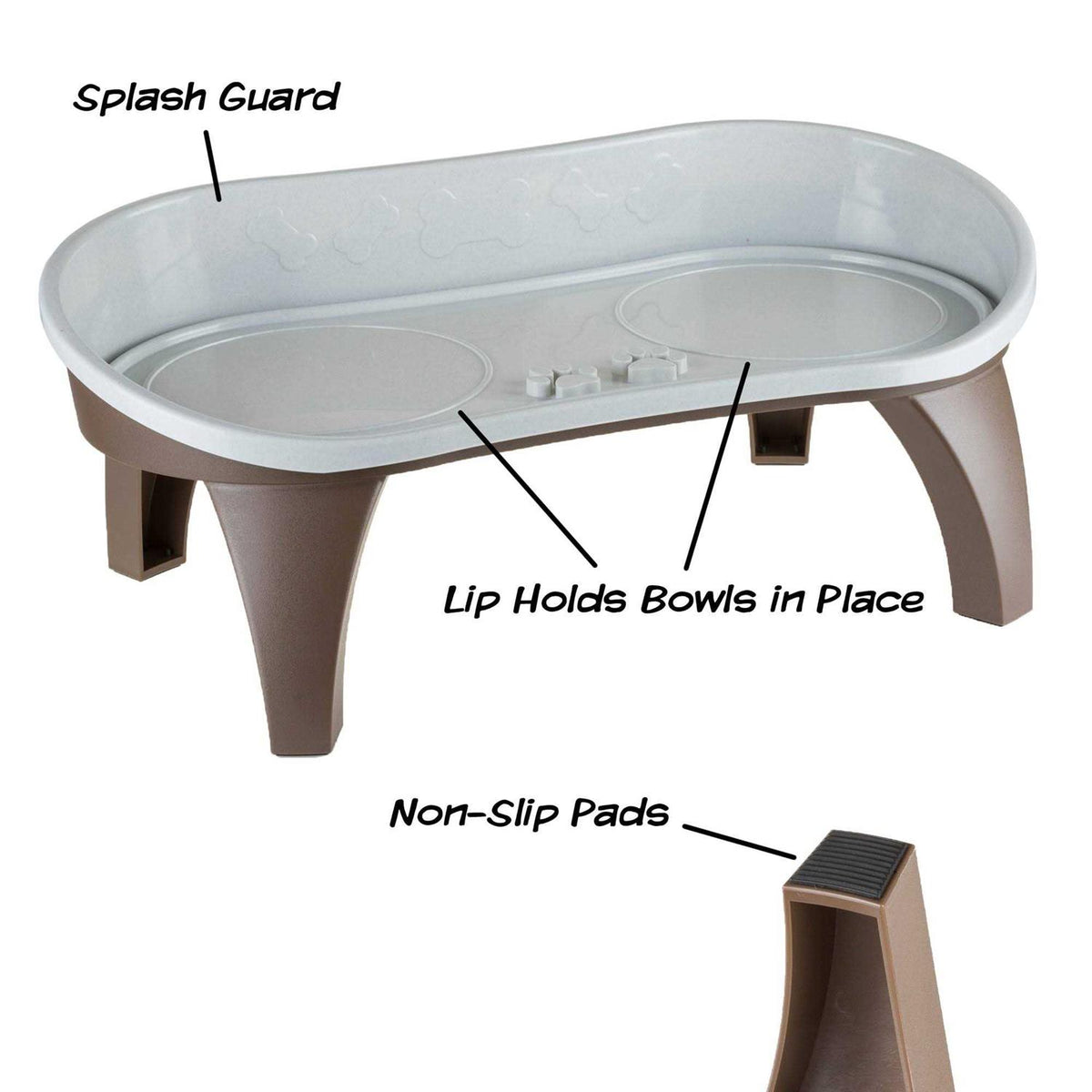 Elevated Pet Feeding Tray with Splash Guard and Non-Skid Feet X591104