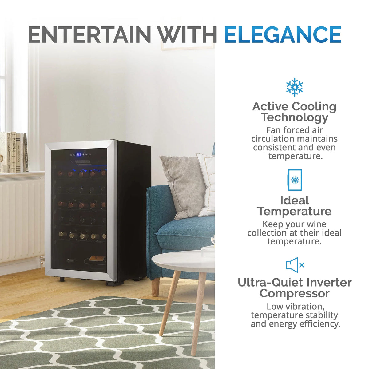 33 Bottle Stainless Steel Compressor Wine Fridge I11953