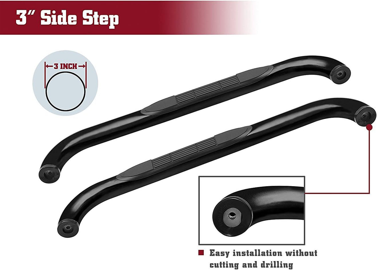 Black Side Steps Nerf Bars Running Boards (2 Pieces) K71474