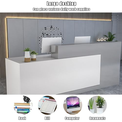 Reception Counter Desk with Lockable Drawers, Wooden Computer Desk L833415