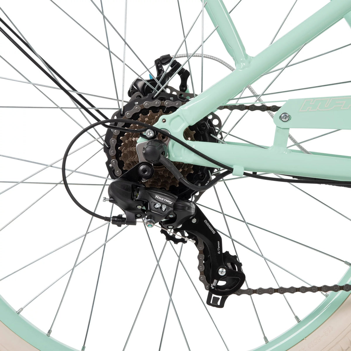 26-in 7-Spd Electric Cruiser Bike, Mint Green, 36V, 350W R1460