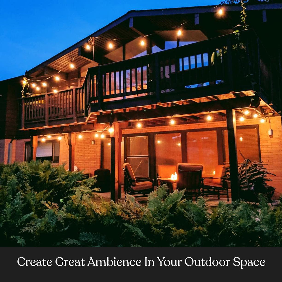 Waterproof Outdoor String Lights with 48 Ft Dimmable Edison Bulbs S3467