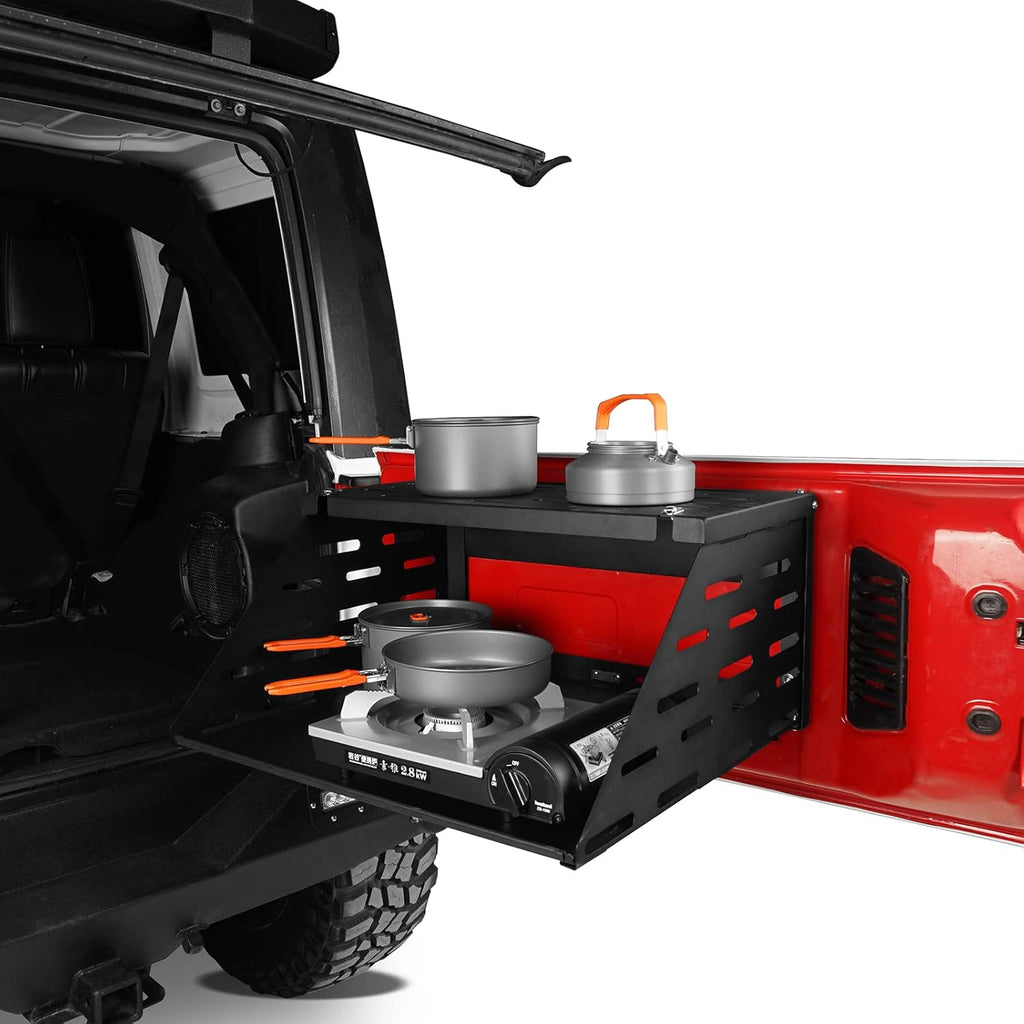 2-Tier Foldable Tailgate Table Camping Cargo Shelf N2853