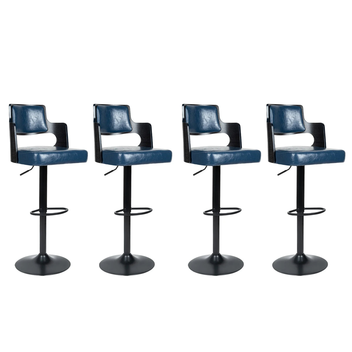 Adjustable Bar Stools with Wood Back Set of 4 O682379
