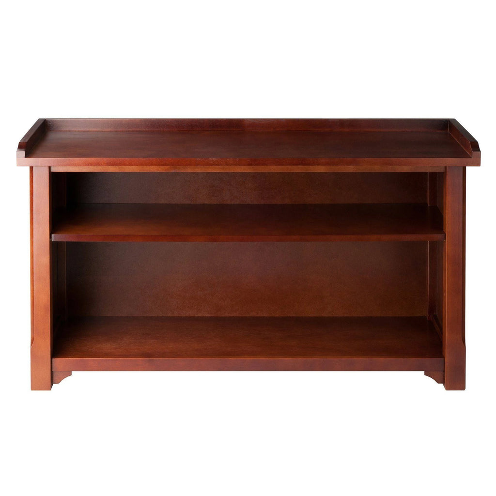 Antique Walnut Wood Bench With Storage Shelf M408757