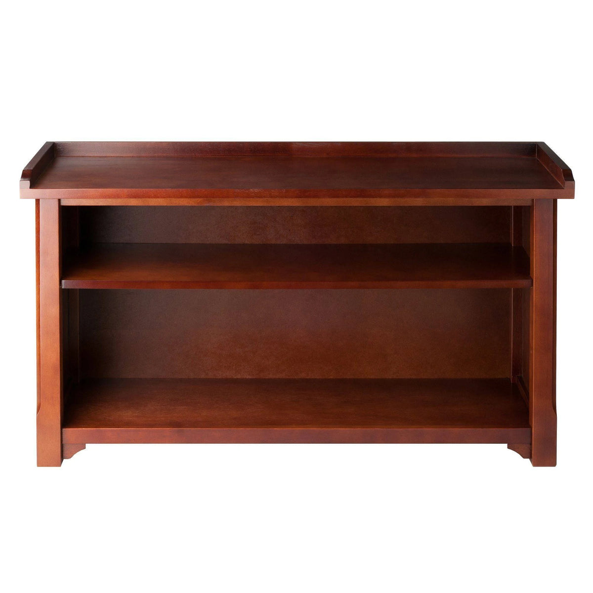Antique Walnut Wood Bench With Storage Shelf M408757