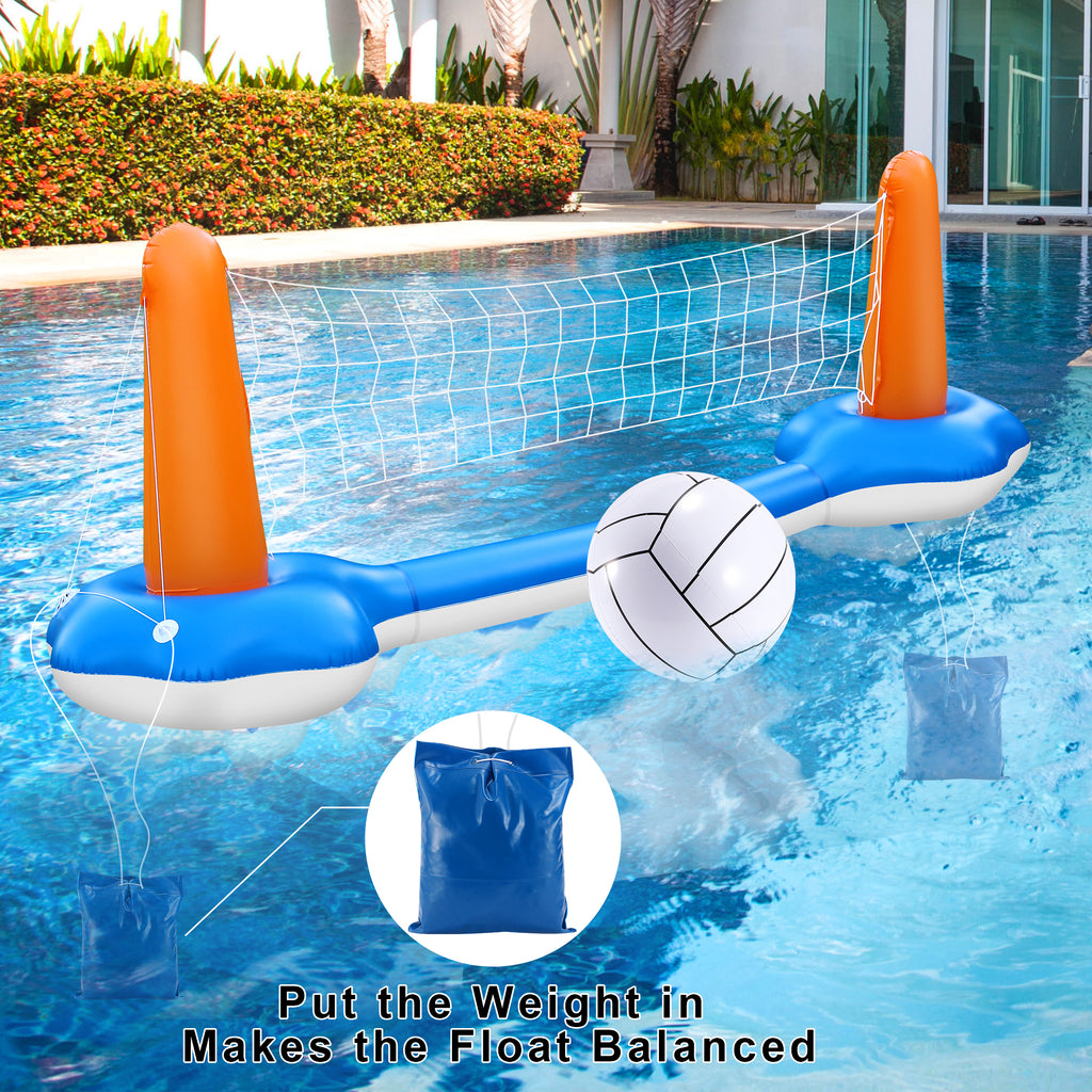 Inflatable Pool Float Set with Volleyball Net & Basketball Hoops P31524