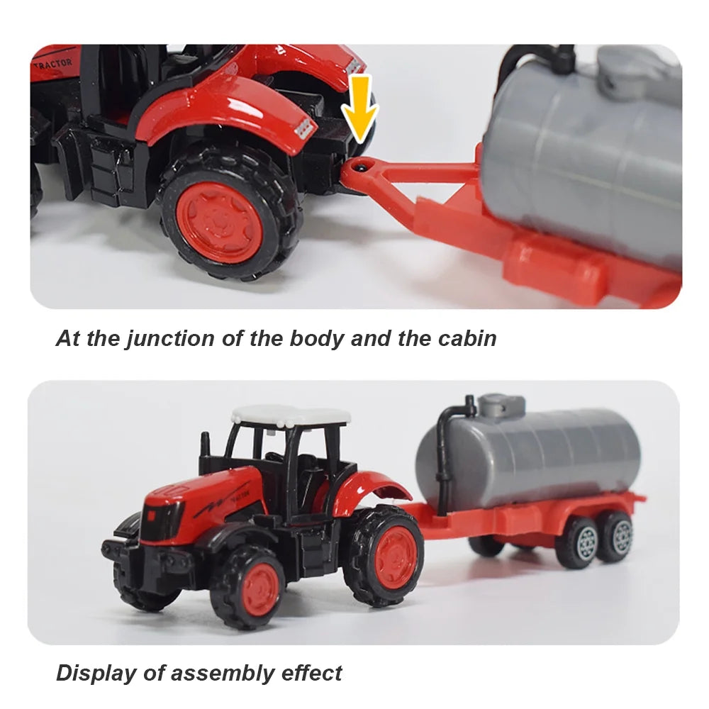 3 Pieces Die-Cast Metal Toy Farm Tractors Truck and Trailers Set P81956
