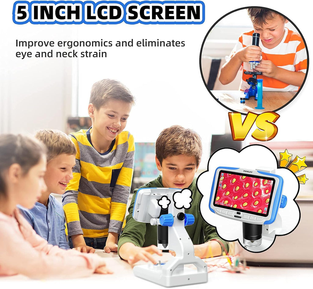 5'' LCD Kids Microscope 300X with 32GB SD Card G293