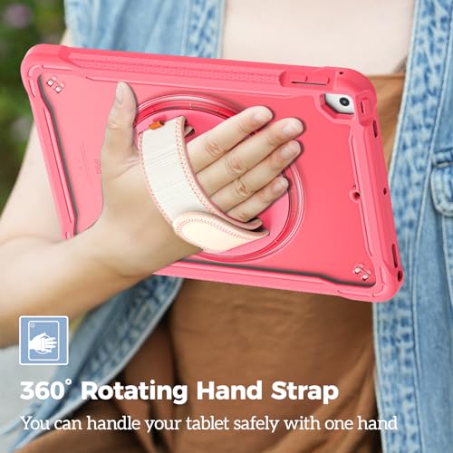 Rugged Case for iPad 9.7 Inch 5th 6th Gen/iPad Air 2 / iPad Pro 9.7, Heavy Duty Shockproof Cover with Hand Strap 360 Degree Rotatable Kickstand - Black O83508