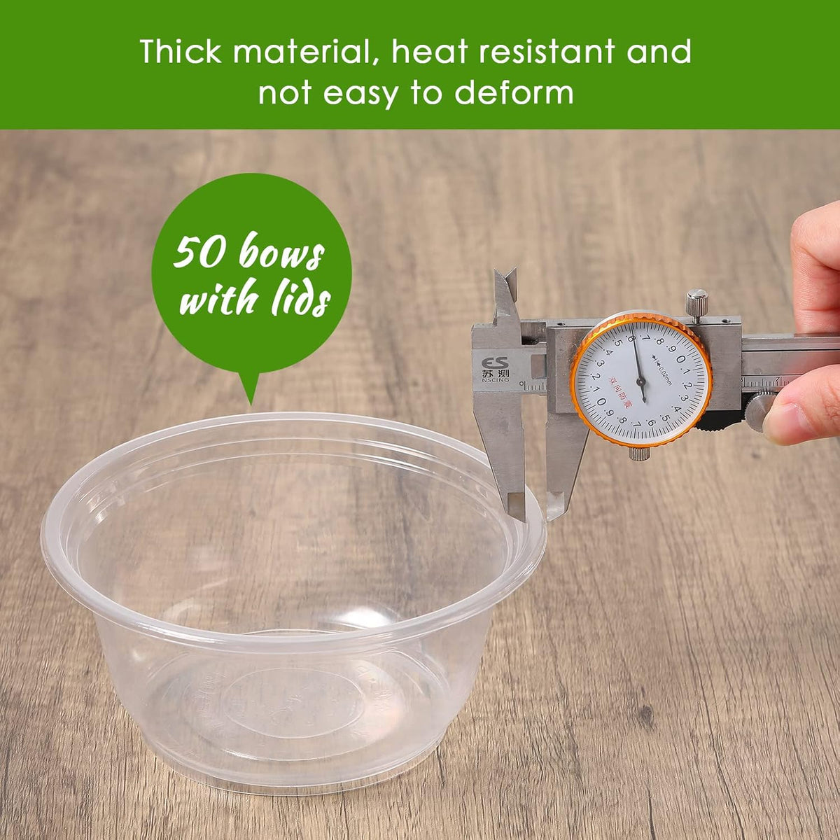 50 Pack Clear Plastic Salad Bowl With Lid Disposable 16.9oz K97317