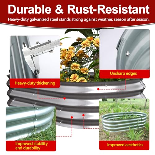 Galvanized Raised Garden Bed Kit, 4x2x1ft Oval Metal Planter B471