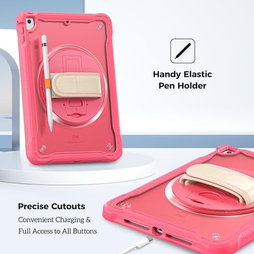 Rugged Case for iPad 9.7 Inch 5th 6th Gen/iPad Air 2 / iPad Pro 9.7, Heavy Duty Shockproof Cover with Hand Strap 360 Degree Rotatable Kickstand - Black O83508