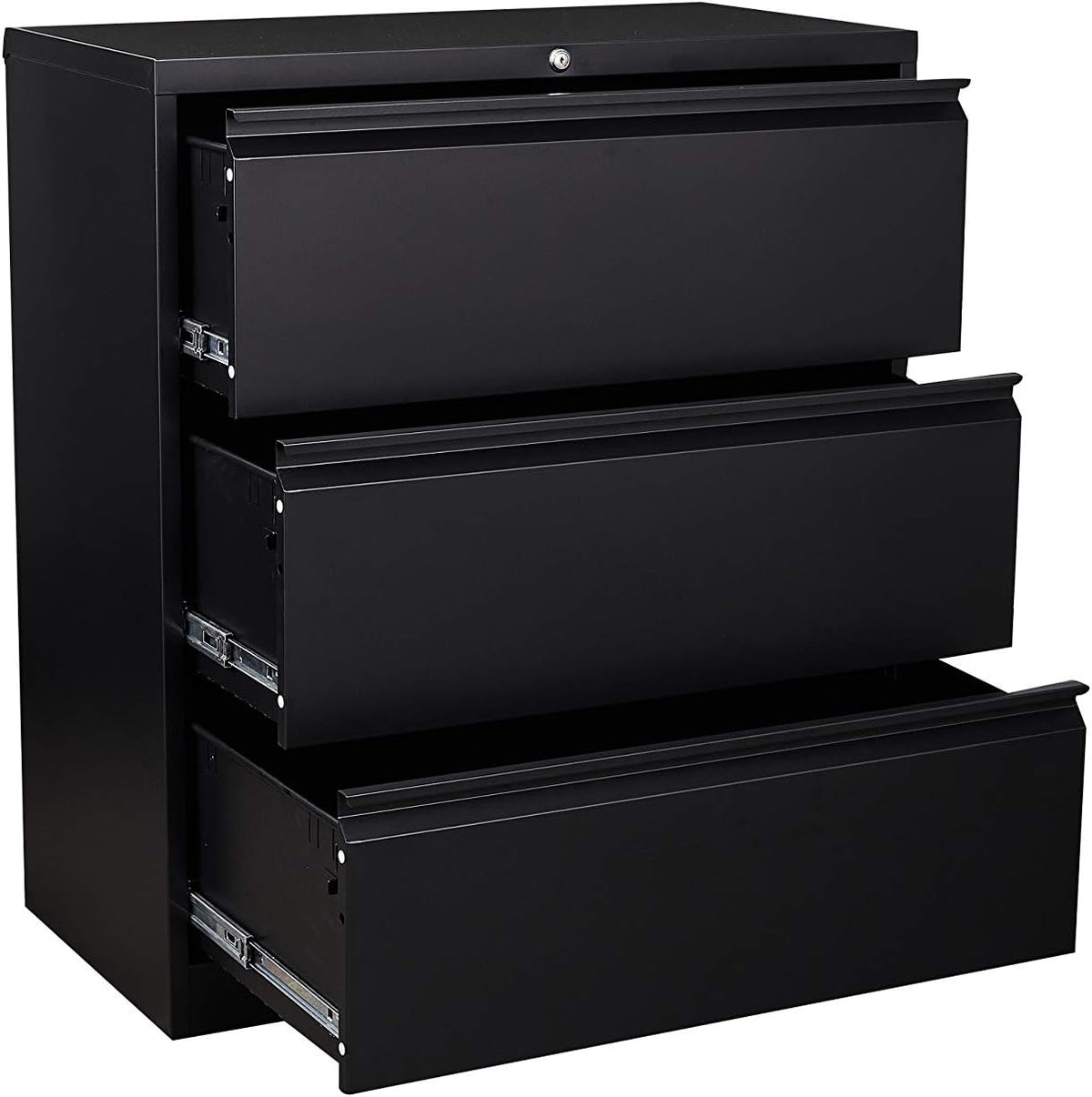 Black 3 Drawer Metal Lateral File Cabinet with Lock C36359