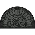 Half Round Door Mat, Non-Slip Rubber Low-Profile Doormat, 23.5" x 35.5", Gray T576