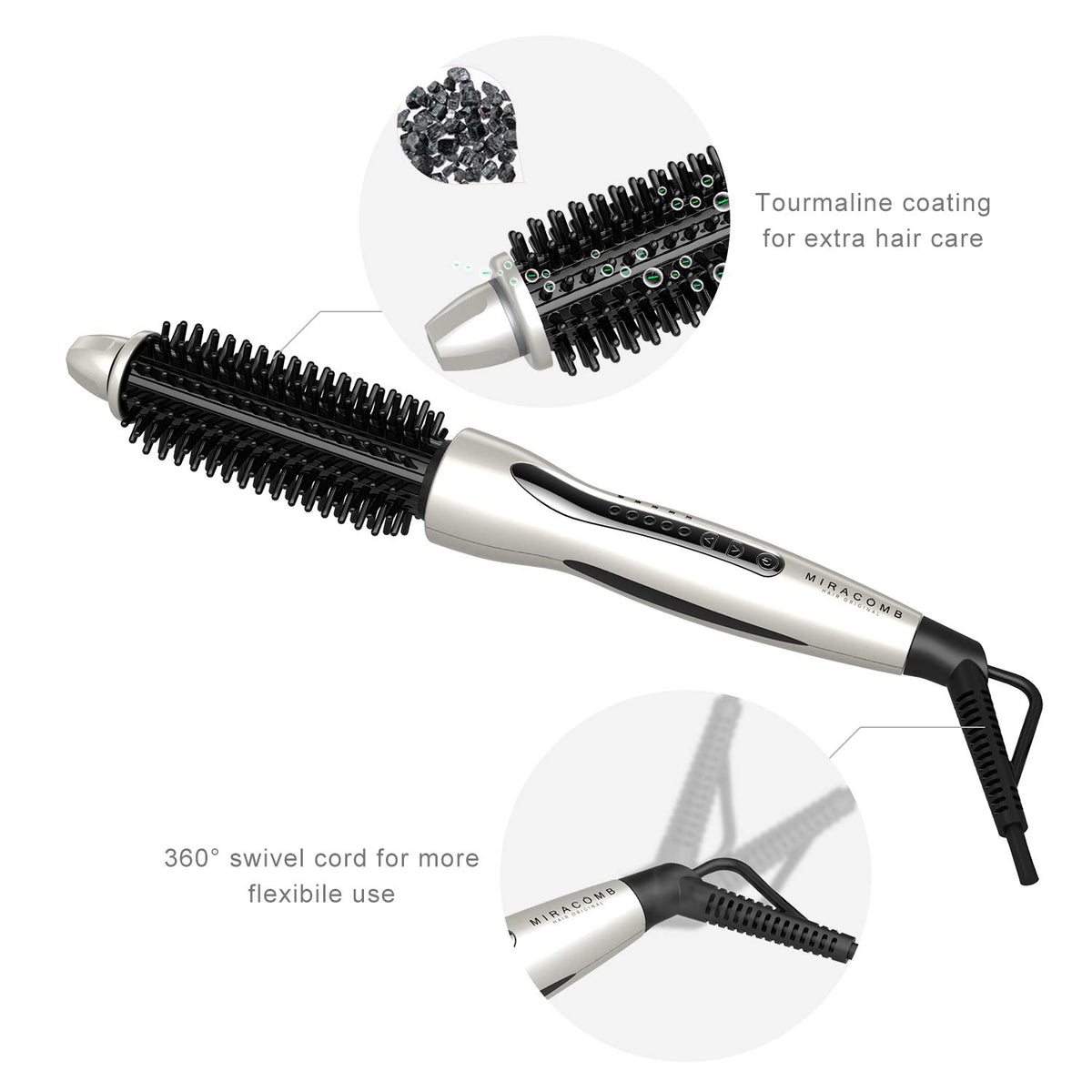 Ceramic Tourmaline Cool Touch Multi Styler with 5 Heat Adjustments 1 Inch Barrel Auto Shut Off, Pearl White Q468