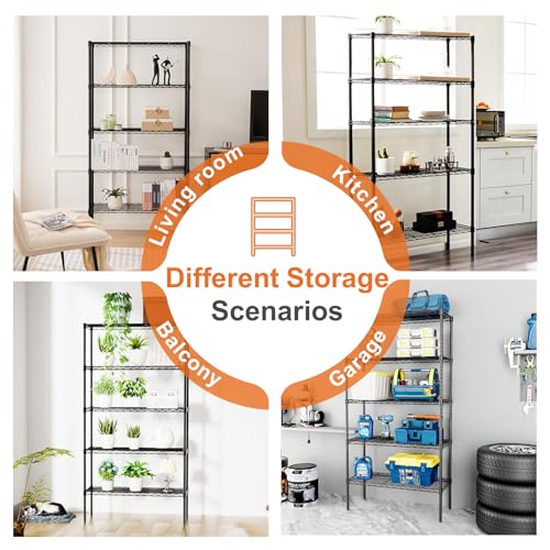 4-Shelf Adjustable Metal Wire Storage Shelving Unit G4034