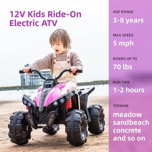 12V Battery Powered Electric Ride On ATV Car with MP3, USB, LED Headlight (Red) B7775