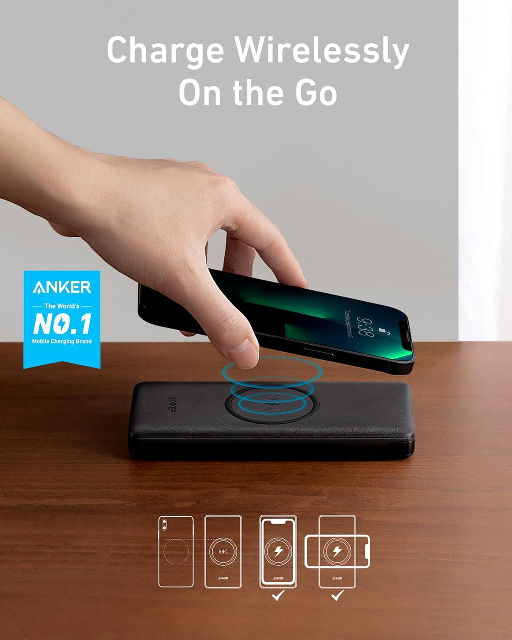 10,000 mAh Wireless Portable Charger with Qi-Certified 10W Wireless Charging and 18W USB-C Quick Charge E45948