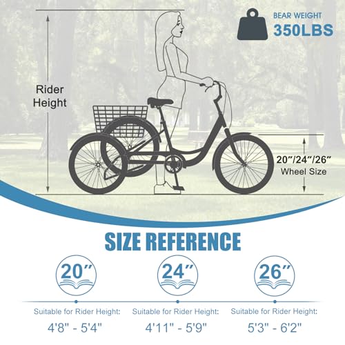 Adult 3 Wheel Bike 7 Speed with Shopping Basket K605614