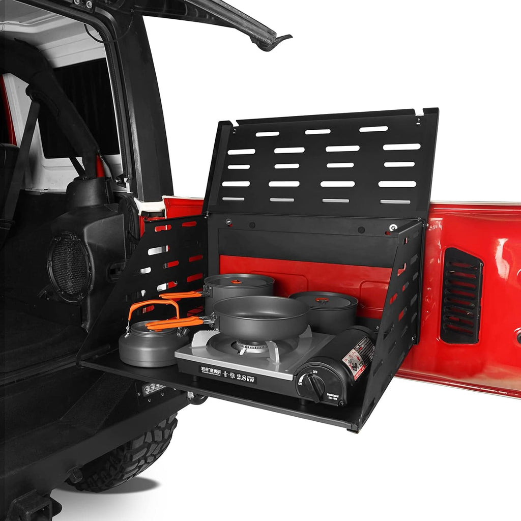 2-Tier Foldable Tailgate Table Camping Cargo Shelf N2853