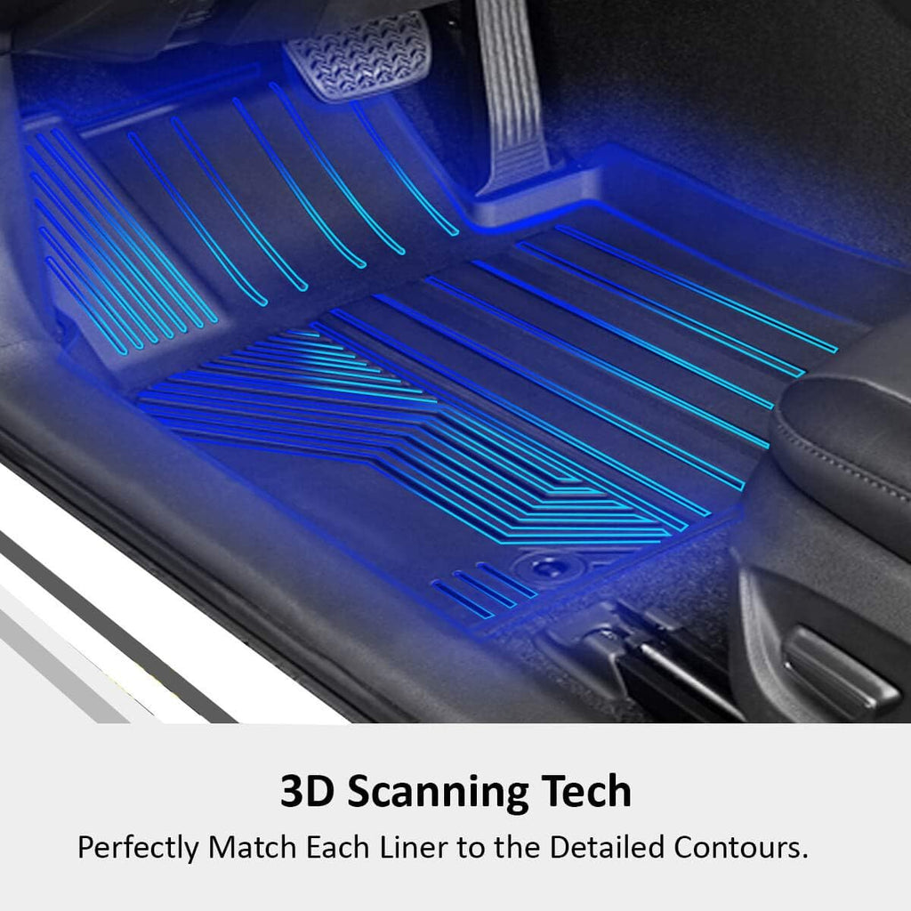 Black All Weather TPE Car Floor Liners Front and Rear Row Z114