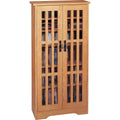 Oak Glass Cabinet Multimedia Storage J43690
