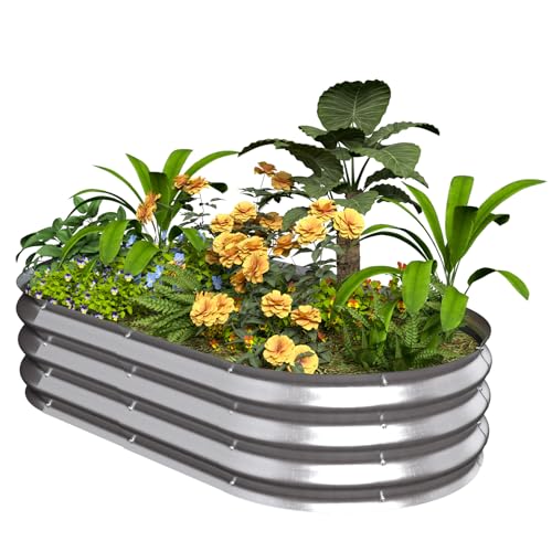 Galvanized Raised Garden Bed Kit, 4x2x1ft Oval Metal Planter B471