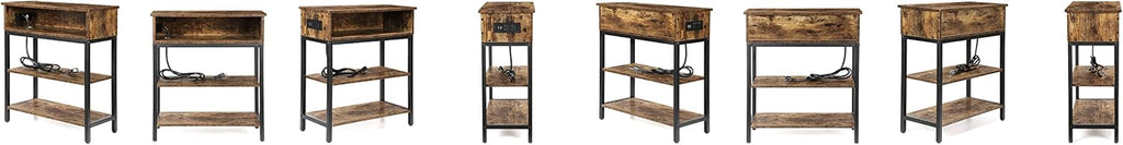 Kitchen Island on Wheels with Storage 3 Tier Microwave Oven Stand Rolling Utility Cart with 10 Hooks B701