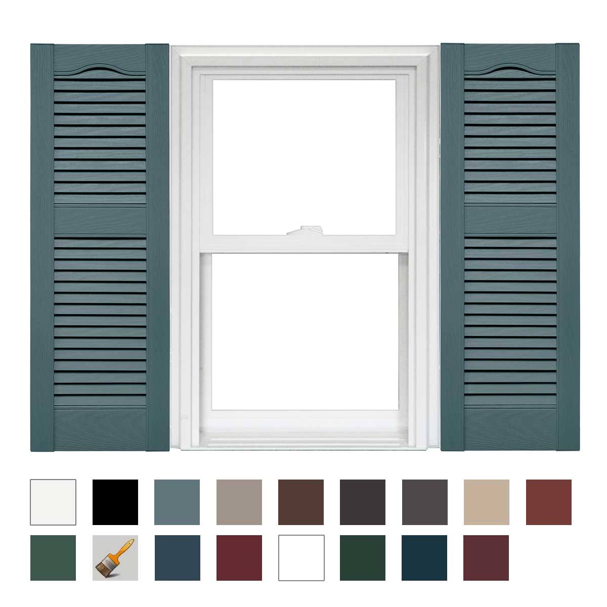 Vinyl Open Louver Shutters 1 Pair 14.5 x 64 Blue Q150895