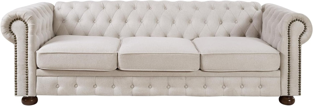 Beige Linen Chesterfield Sofa I971365