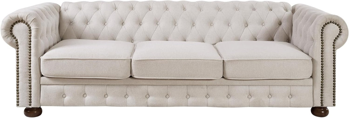 Beige Linen Chesterfield Sofa I971365