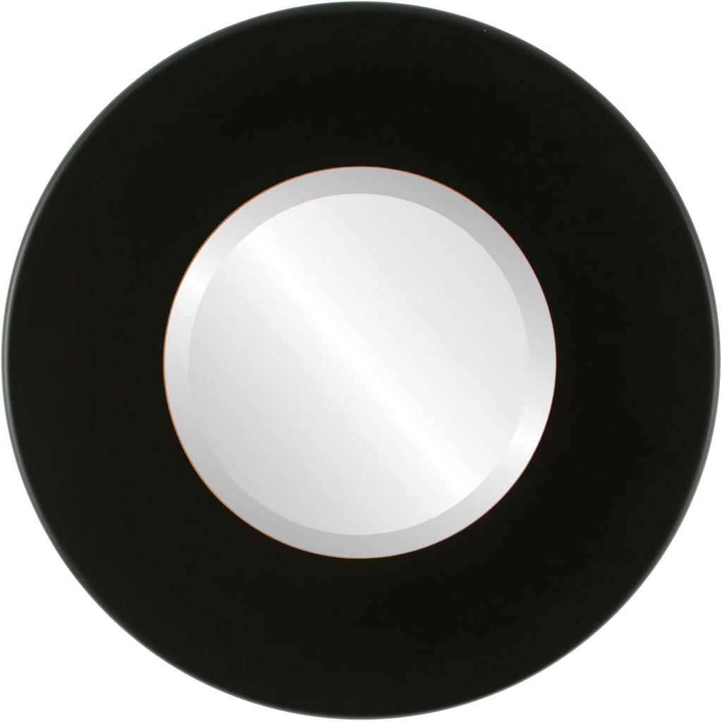 Rubbed Black 38x38 Round Beveled Wall Mirror Y1837