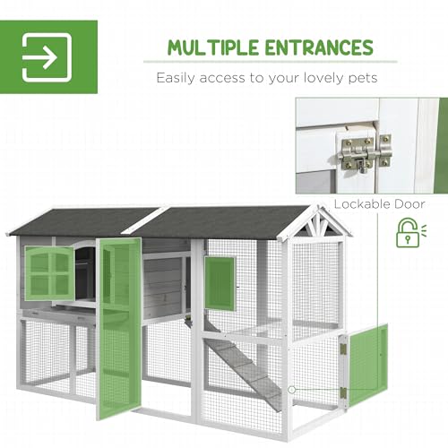 Light Gray Wooden Chicken Coop with Nesting Box and Removable Tray F420