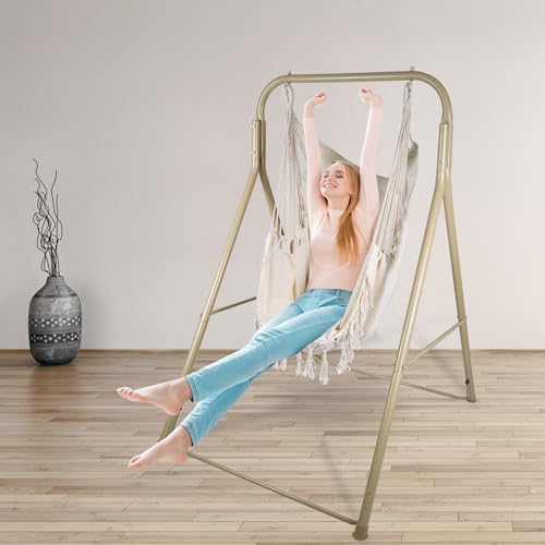 Hammock Chair Stand with Hanging Swing Chair, Heavy Duty Steel, Max Load 330 Lbs J45973