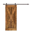 84 in. Walnut Stained Wood Interior Sliding Barn Door with Hardware Kit M772