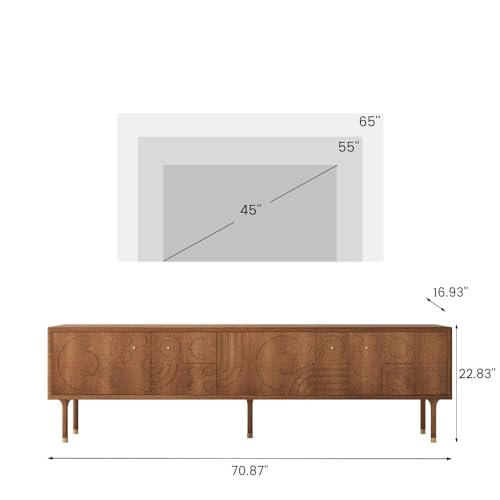 Walnut Wood TV Stand with Storage, 70.87" Y971982
