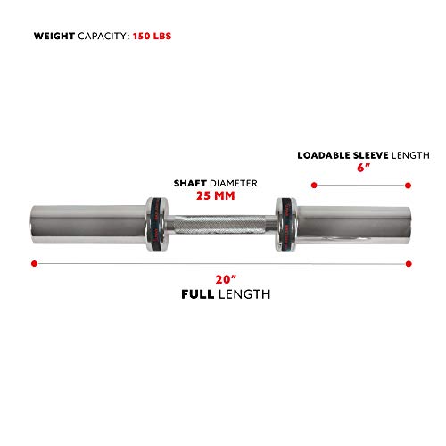 20" Heavy Duty Barbell Bar with Locking Ring Collars E371