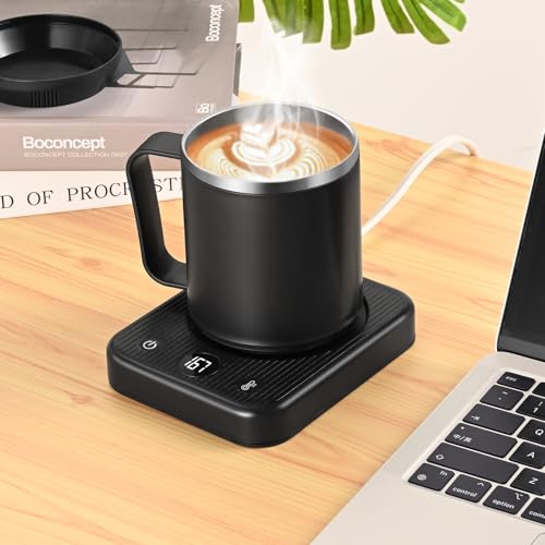 Black Electric Self Heating Coffee Mug with Auto Shut Off I480678