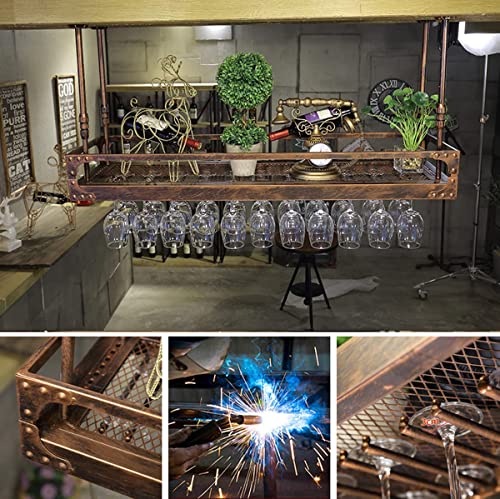 Bronze Metal Wall-Mounted Wine Glass Rack, 80x35cm W164256