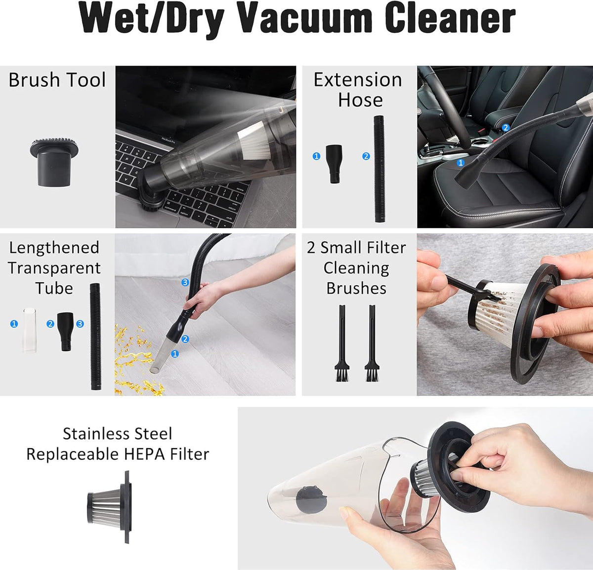 Cordless Handheld Vacuum 8000pa USB 120W Mini Car Vacuum Z33315