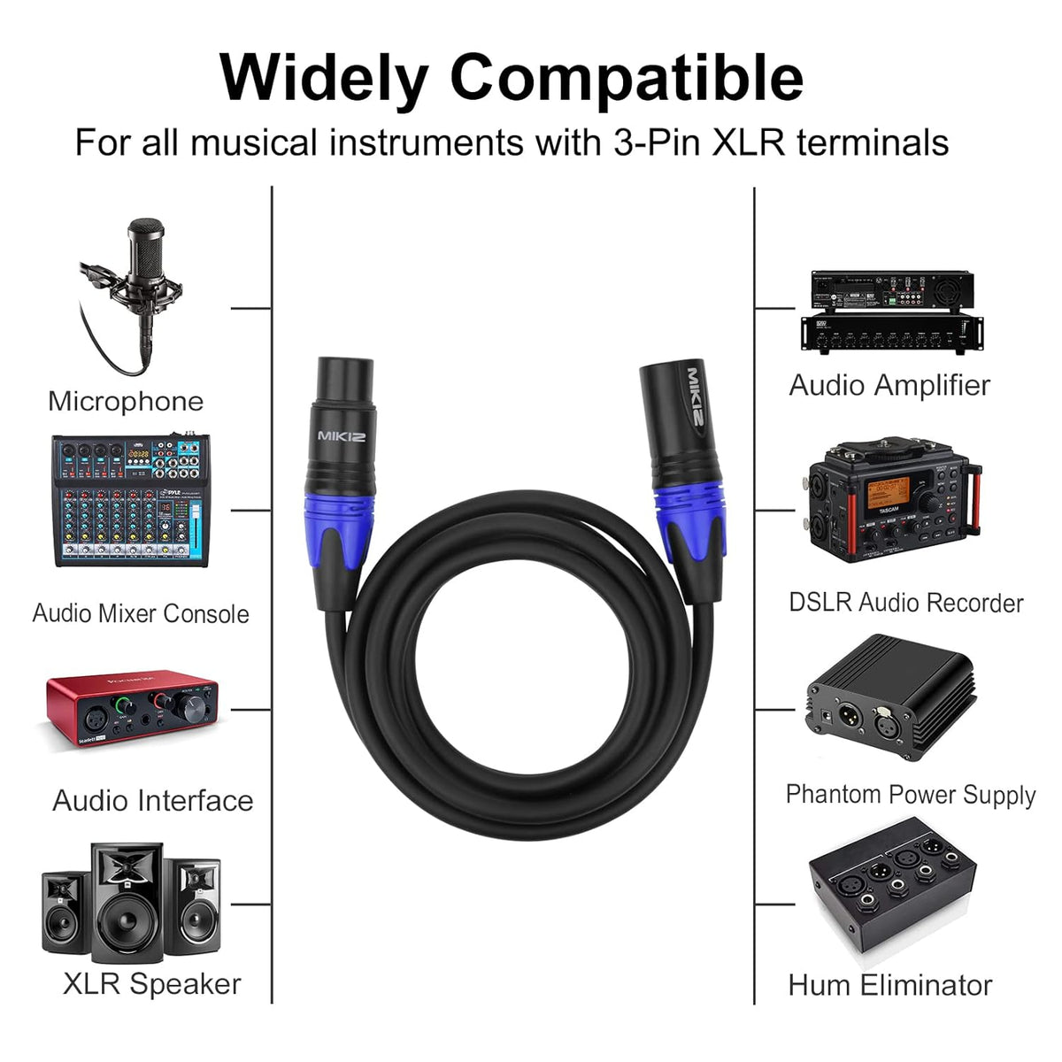 XLR Cables 25 ft 10 Color Coded Packs N394