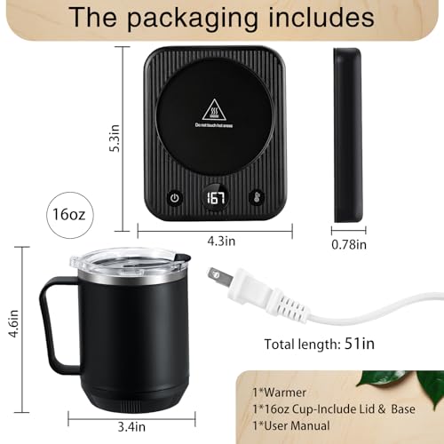 Black Electric Self Heating Coffee Mug with Auto Shut Off I480678