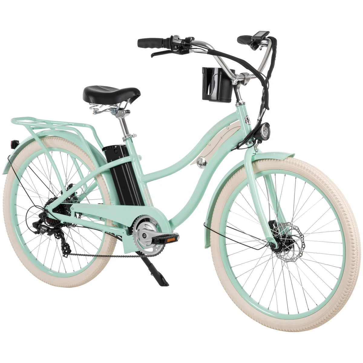 26-in 7-Spd Electric Cruiser Bike, Mint Green, 36V, 350W R1460