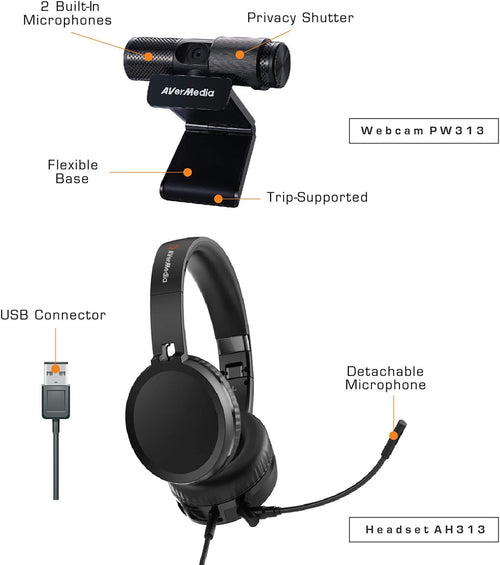 1080p Webcam USB 2.0 Headset with Microphone U58108