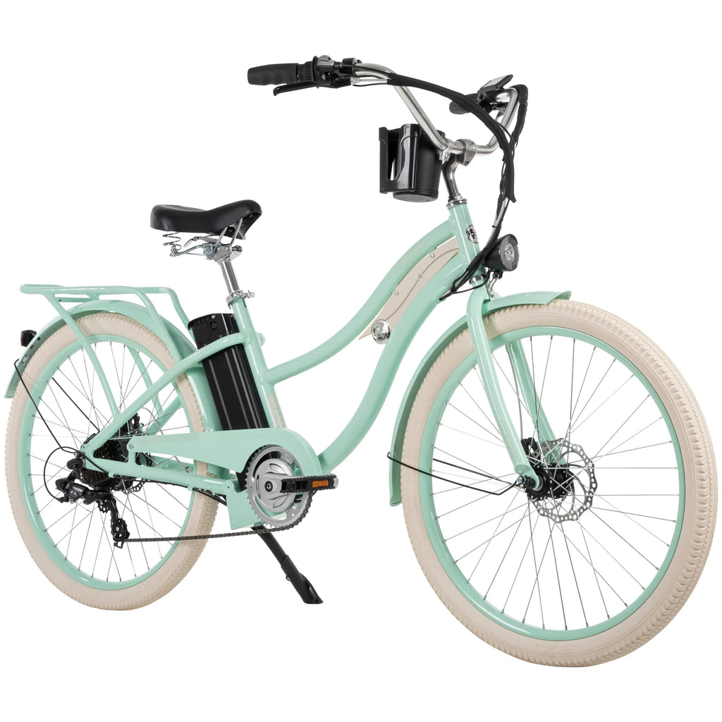 26-in 7-Spd Electric Cruiser Bike, Mint Green, 36V, 350W R1460