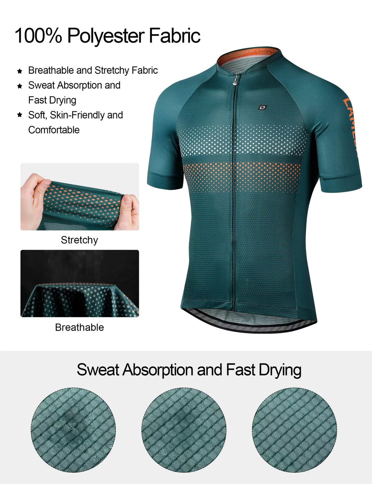 Green Short Sleeve Reflective Cycling Jersey T844