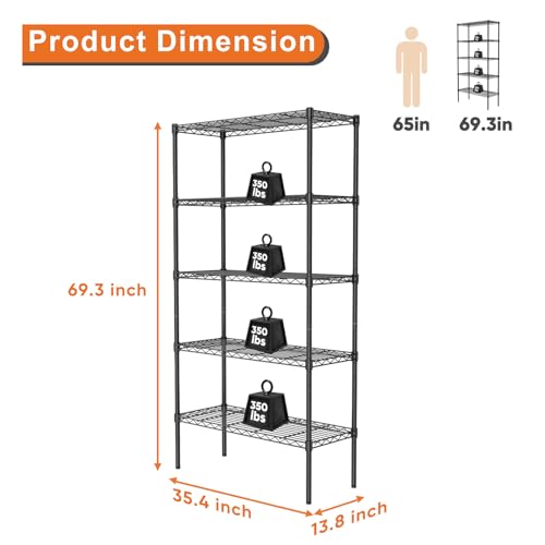 4-Shelf Adjustable Metal Wire Storage Shelving Unit G4034
