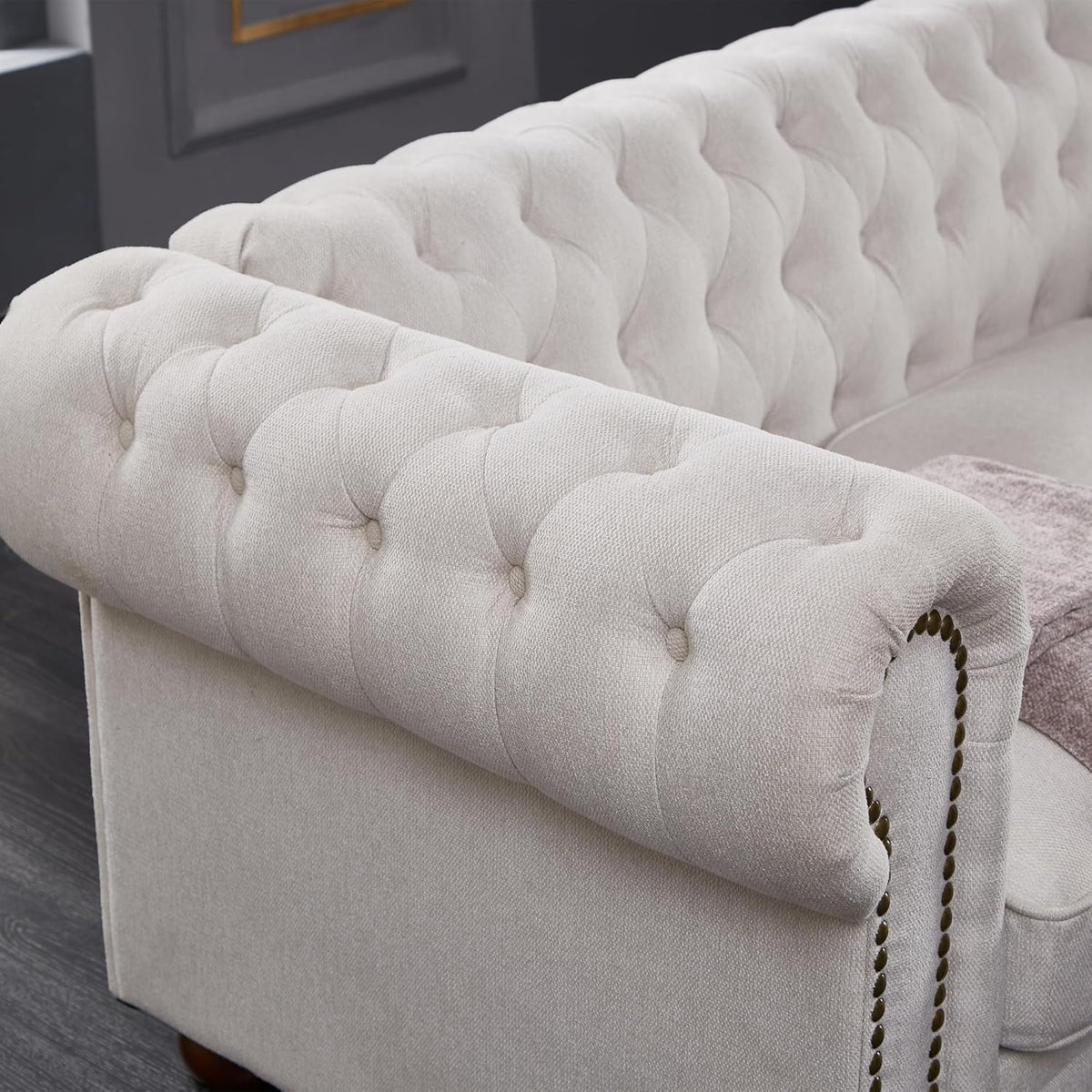 Beige Linen Chesterfield Sofa I971365