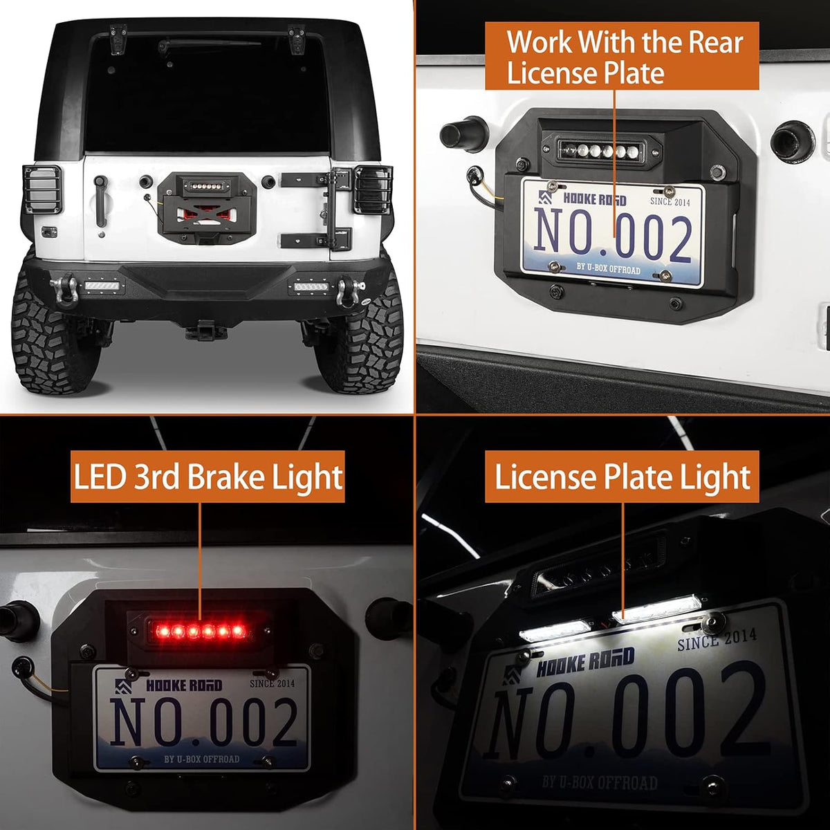 Spare Tire Delete License Plate Relocation Kit with Third Brake Light R31017